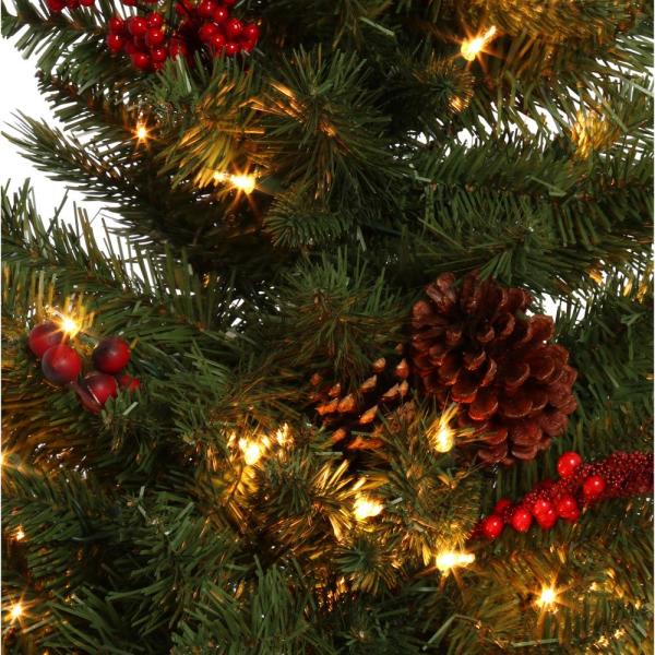 4 ft Winslow Fir Pre-Lit Potted Artificial Christmas Tree with 100 Warm White Mini Lights