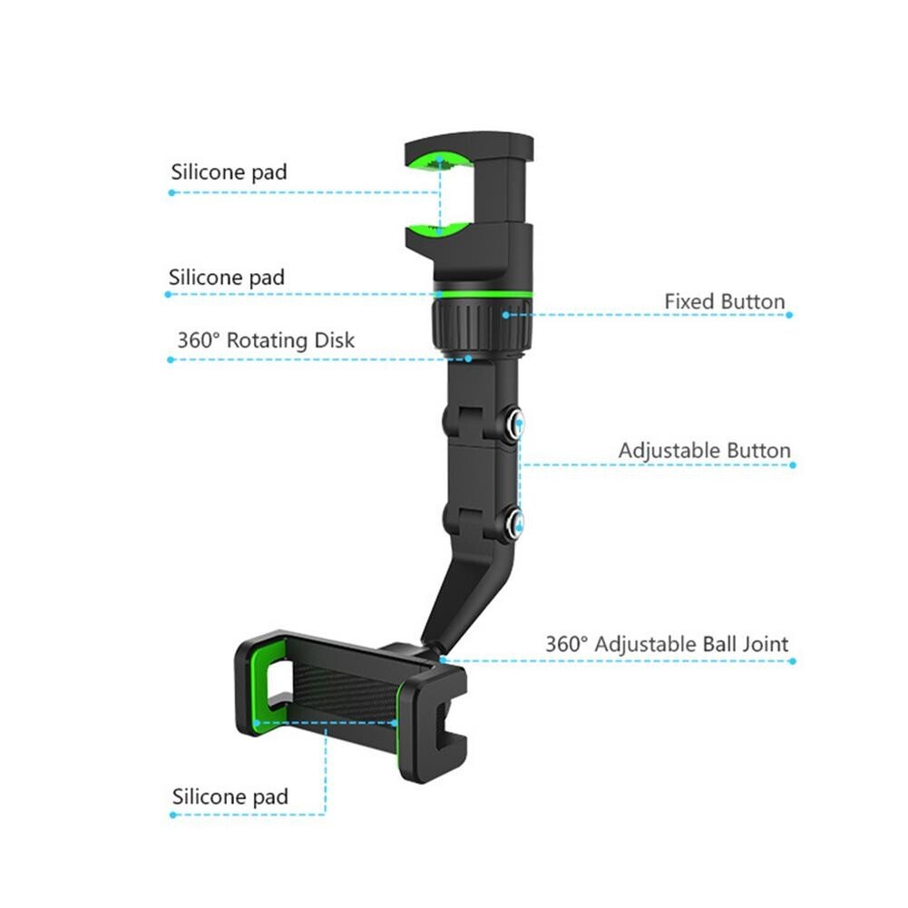 2021 New Multi-function Adjustable 360° Universal Rearview Mirror Phone Holder.