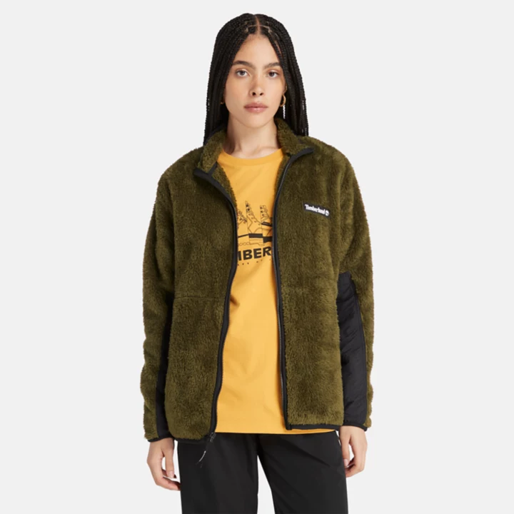 All Gender High Pile Fleece Jacket in Green