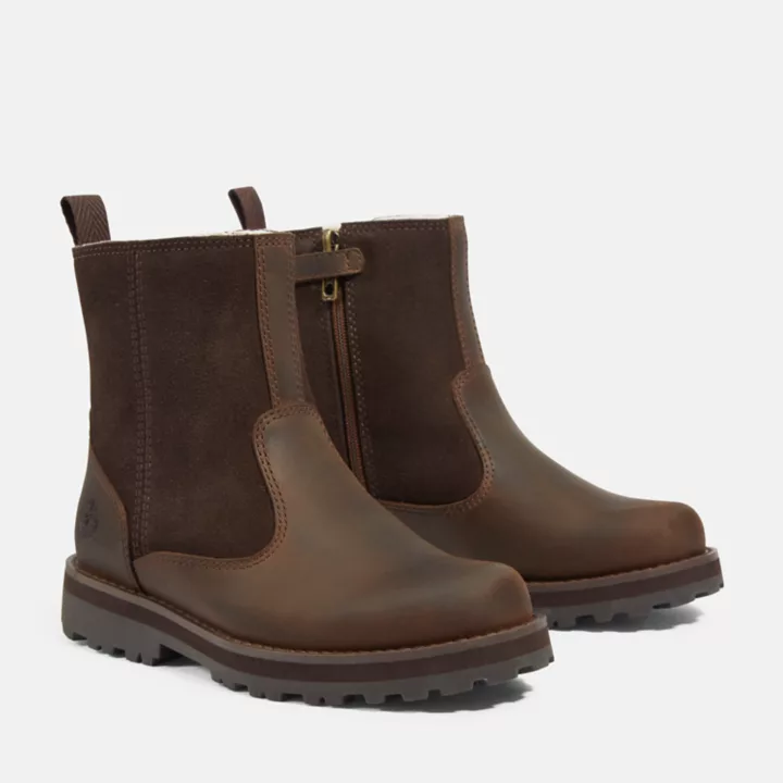 Courma Kid Lined Boot for Youth in Dark Brown