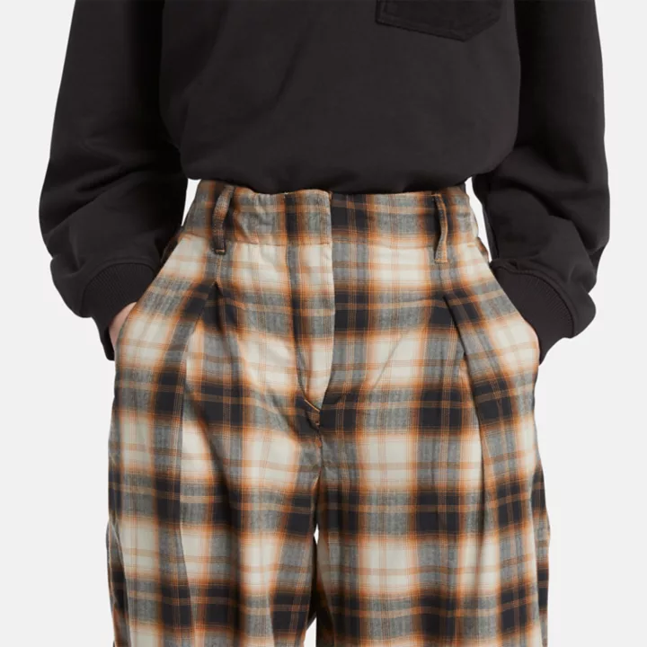 Plaid Trousers for Women in Orange