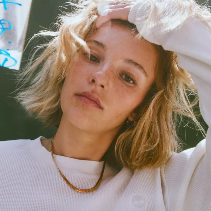 Long Sleeve Waffle T-Shirt for Women in White