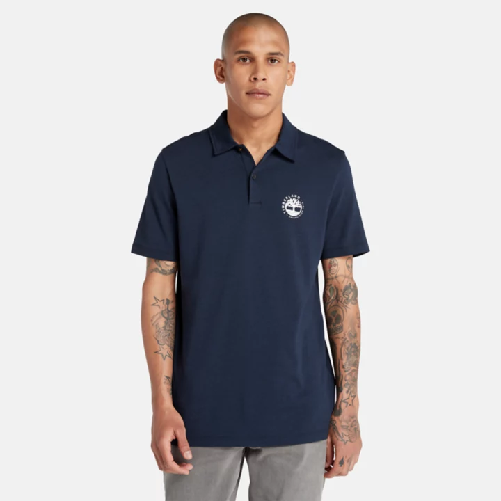 Logo Polo With Refibra Technology for Men in Navy