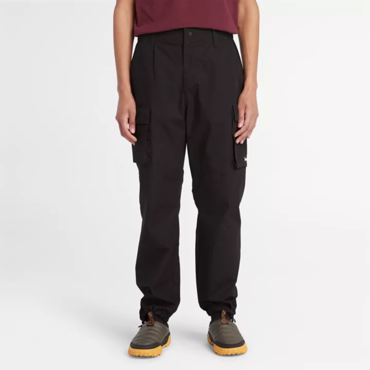 Water Repellent Cargo Trousers for Men in Black