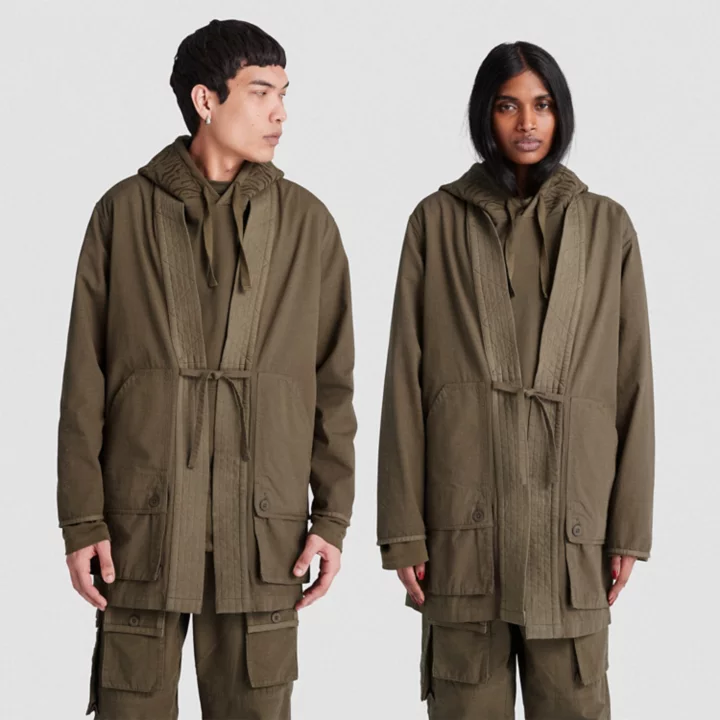 All Gender Timberland x CLOT Future73 Kimono Chore Coat in Dark Green