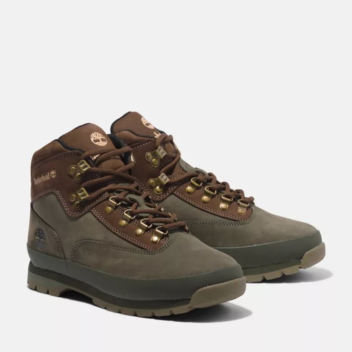 Euro Hiker Leather Boot for Men in Dark Green