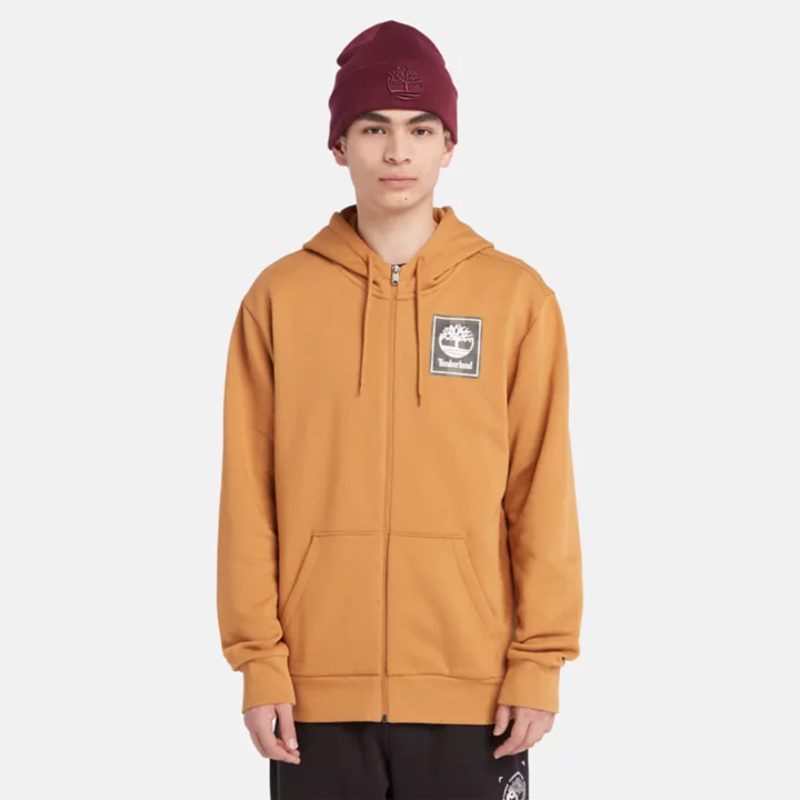 Buffalo Plaid Hoody Sweatshirt for Men in Orange