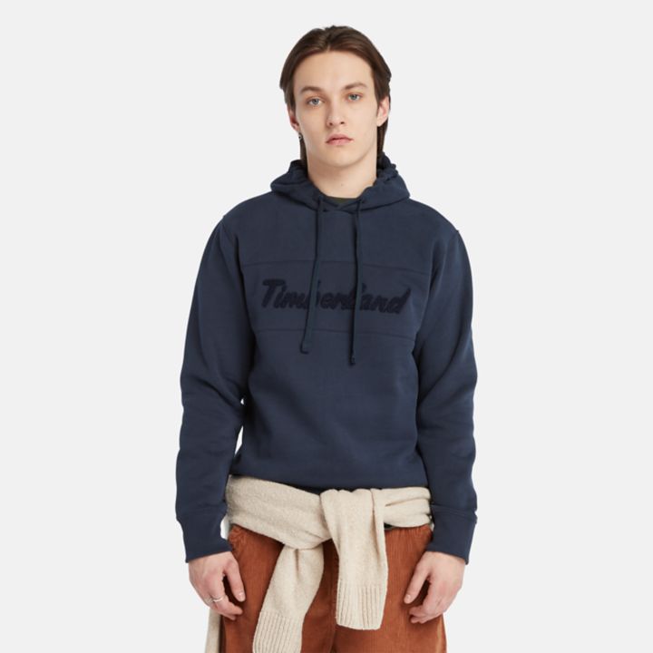 Cursive Hoodie for Men in Navy