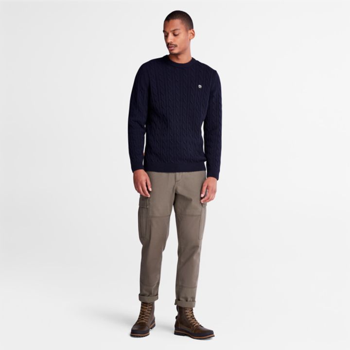 Phillips Brook Cable-knit Crew Jumper for Men in Navy