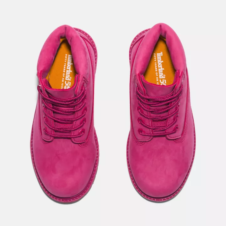 Timberland 50th Edition Premium 6-Inch Waterproof Boot for Junior in Dark Pink