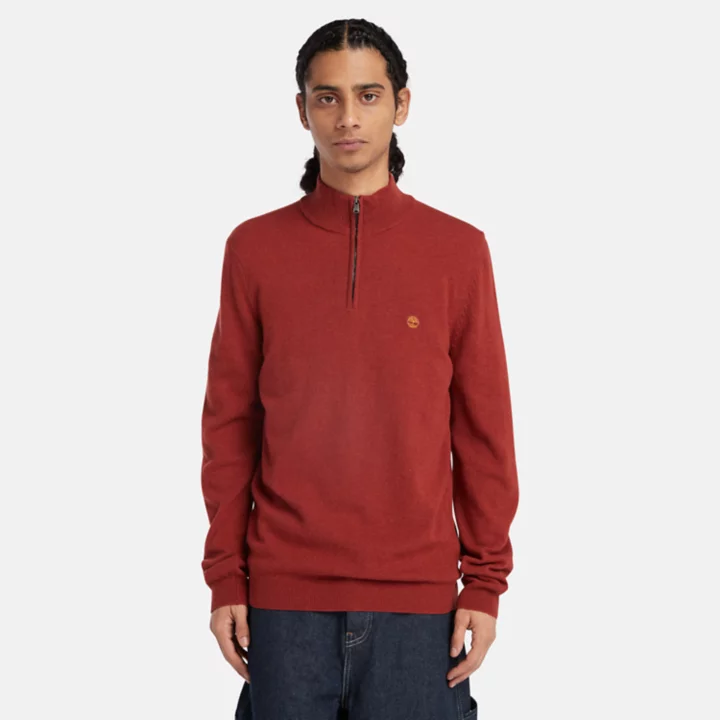 Cohas Brook Zip-Neck Jumper for Men in Red