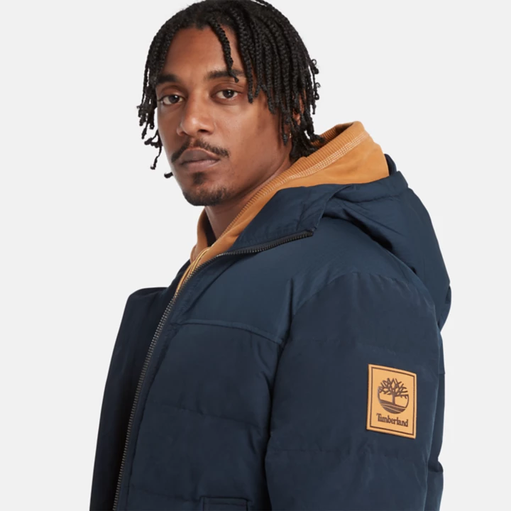 Mountain Welch Hooded Water Repellent Puffer Jacket for Men in Navy