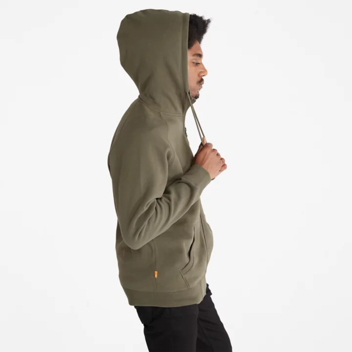 Exeter River Zip-Front Fleece Hoodie for Men in Dark Green