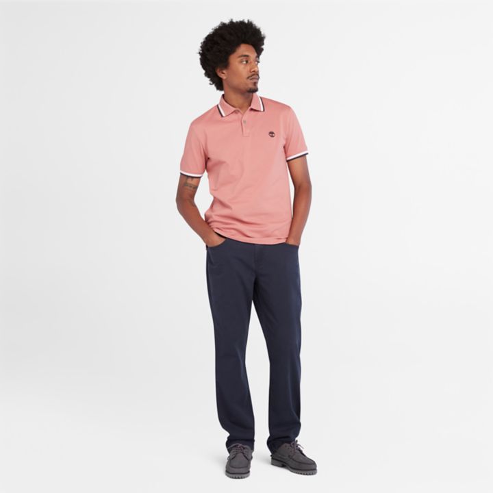 Millers River Tipped Polo Shirt for Men in Maroon