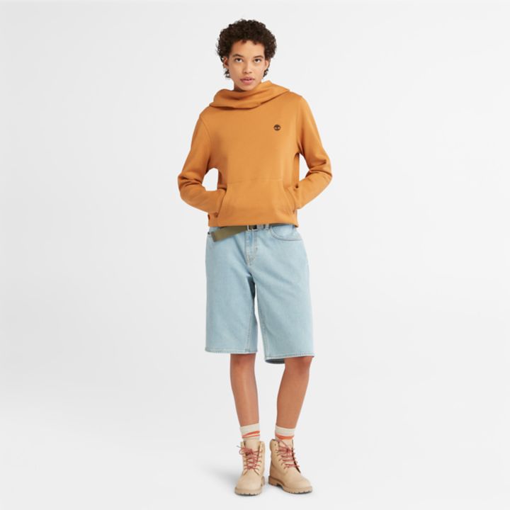 Embroidered Tree Hoodie for Women in Dark Yellow