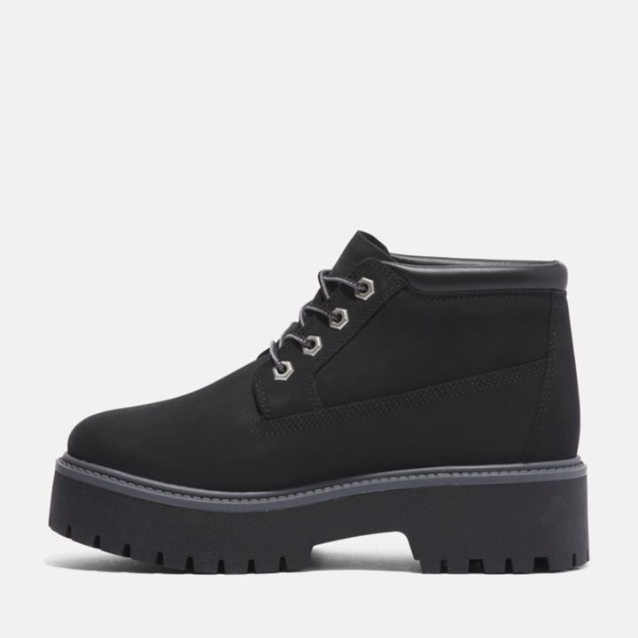 Stone Street Timberland Premium Platform Waterproof Chukka for Women in Monochrome Black