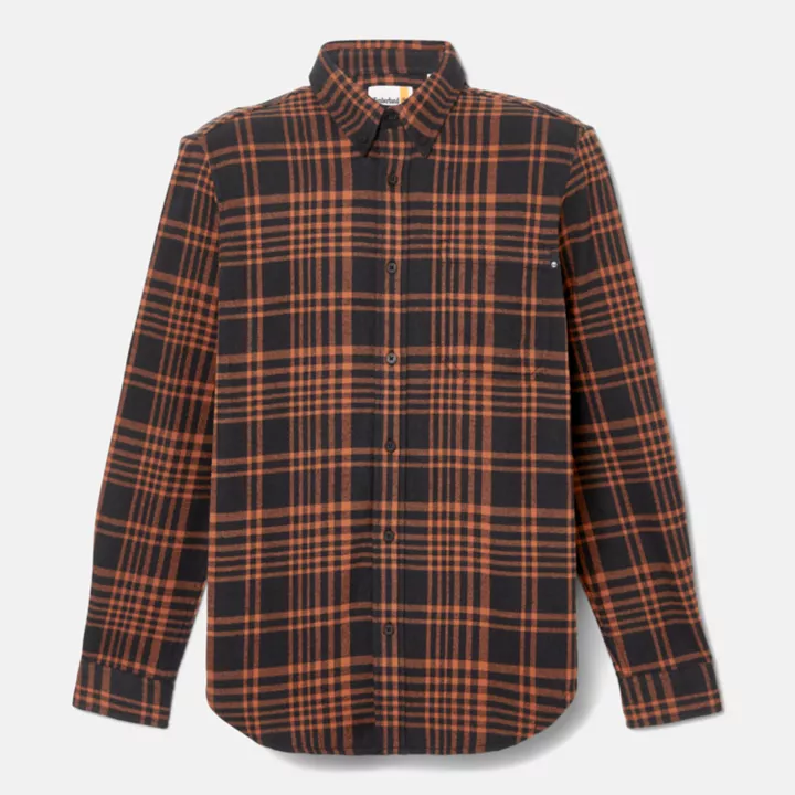 Heavy Flannel Check Shirt for Men in Black