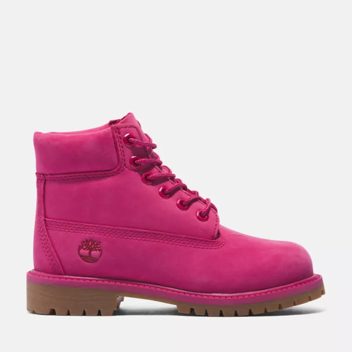 Timberland 50th Edition Premium 6-Inch Waterproof Boot for Youth in Dark Pink