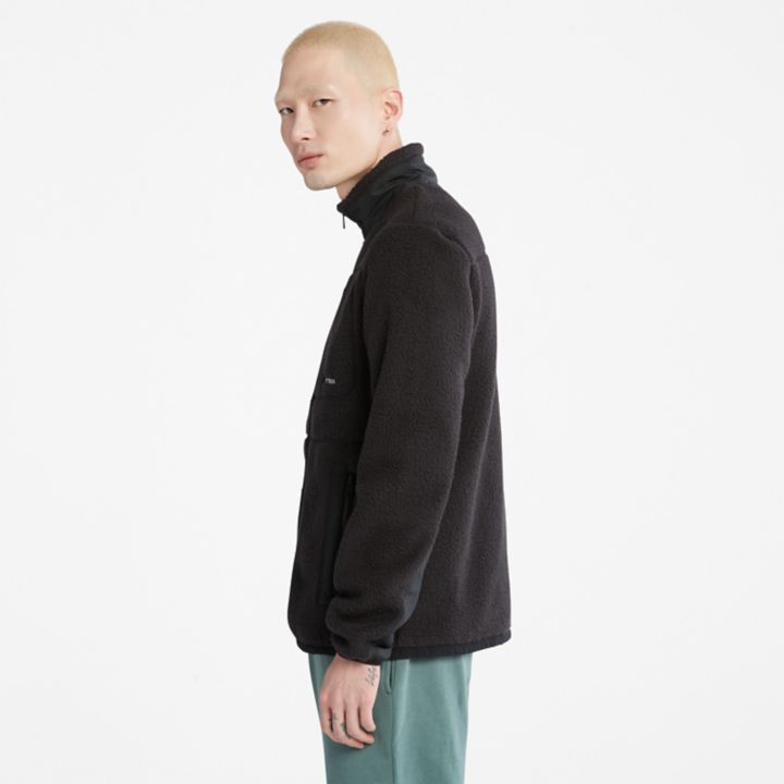Sherpa Fleece Jacket for Men in Black