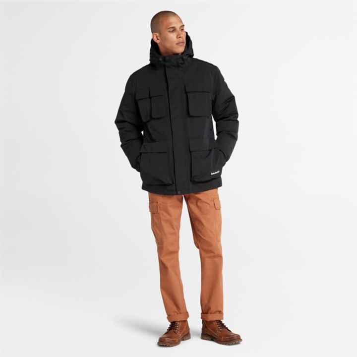 Insulated Utility Jacket for Men in Black