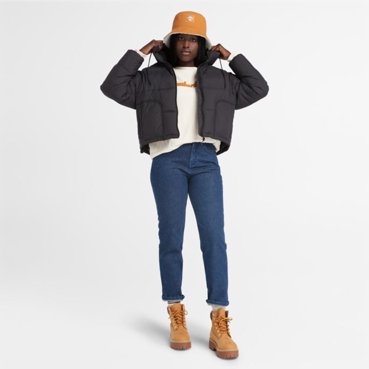 Recycled Down Puffer Jacket for Women in Black