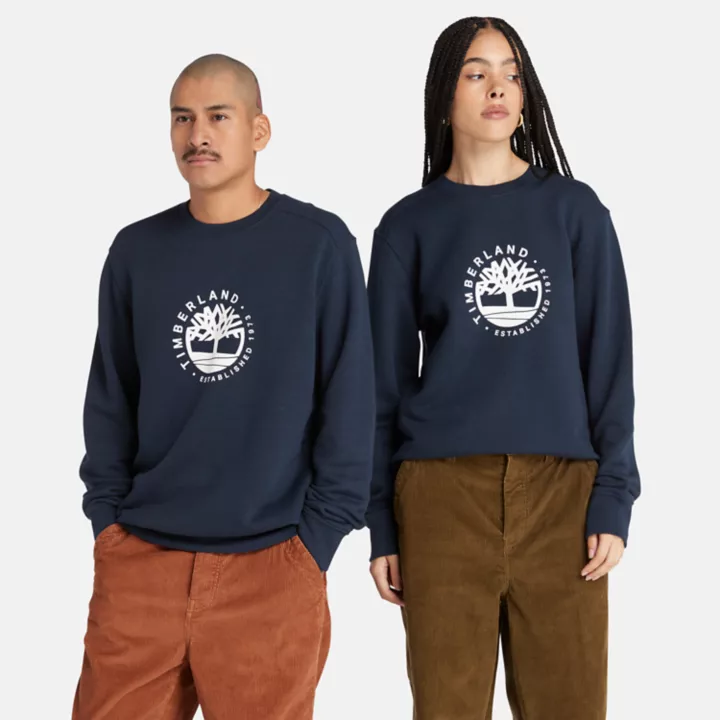 All Gender Crew Sweatshirt with Refibra Technology in Navy