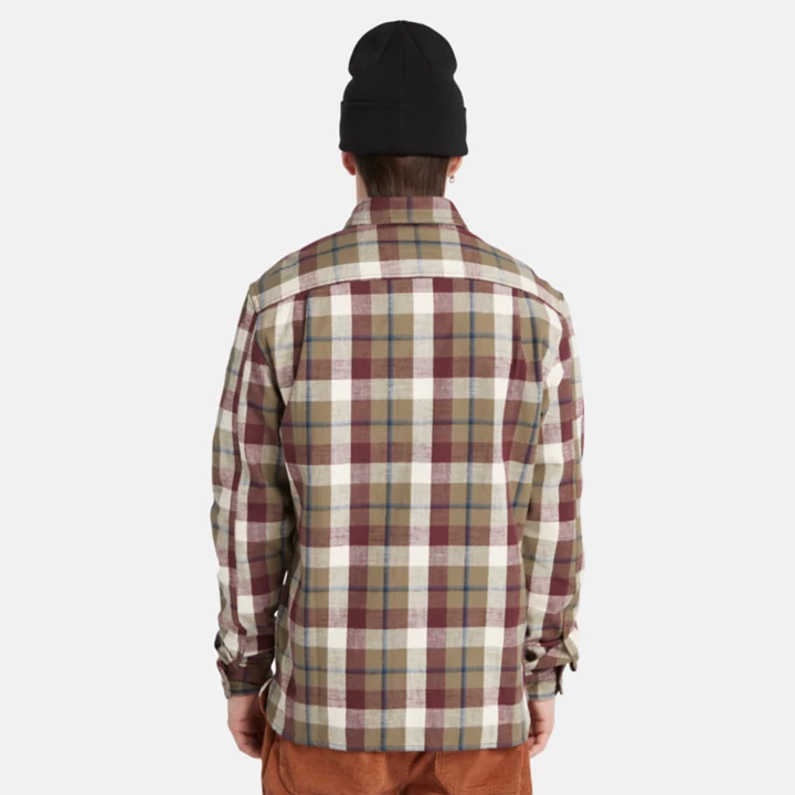 Windham Flannel Shirt for Men in Burgundy/Grey/Beige