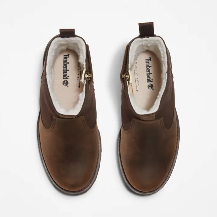 Courma Kid Lined Boot for Junior in Dark Brown