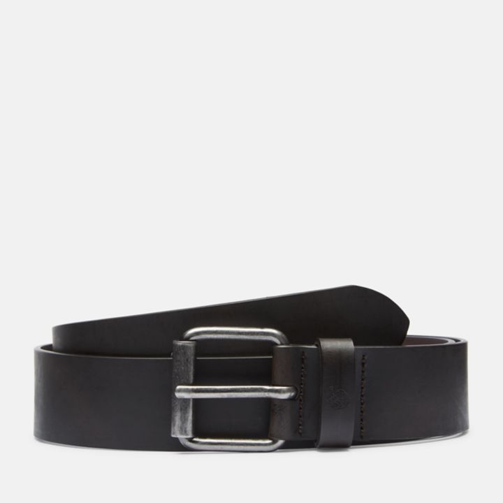 Leather Belt with Antique-style Buckle for Men in Brown