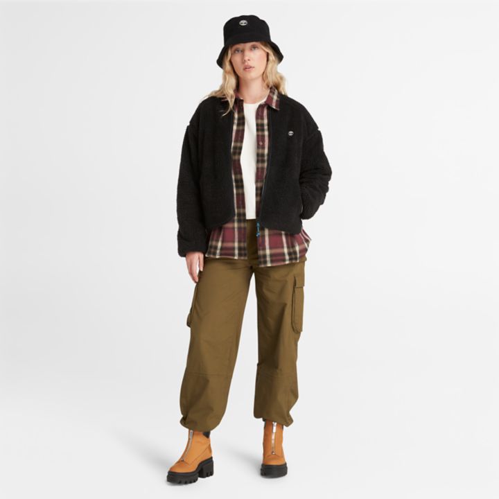 Fleece Bomber Jacket for Women in Black