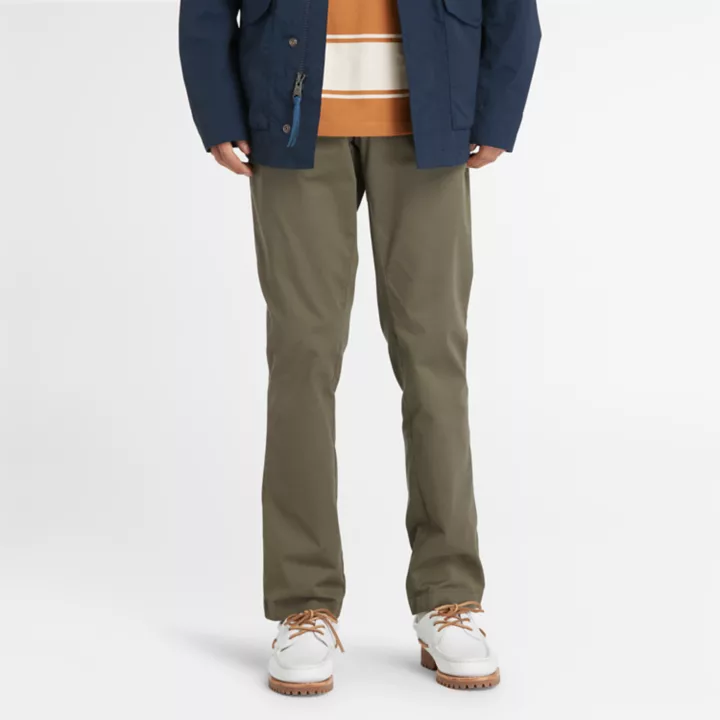 Sargent Lake Stretch Chino Trousers for Men in Dark Green