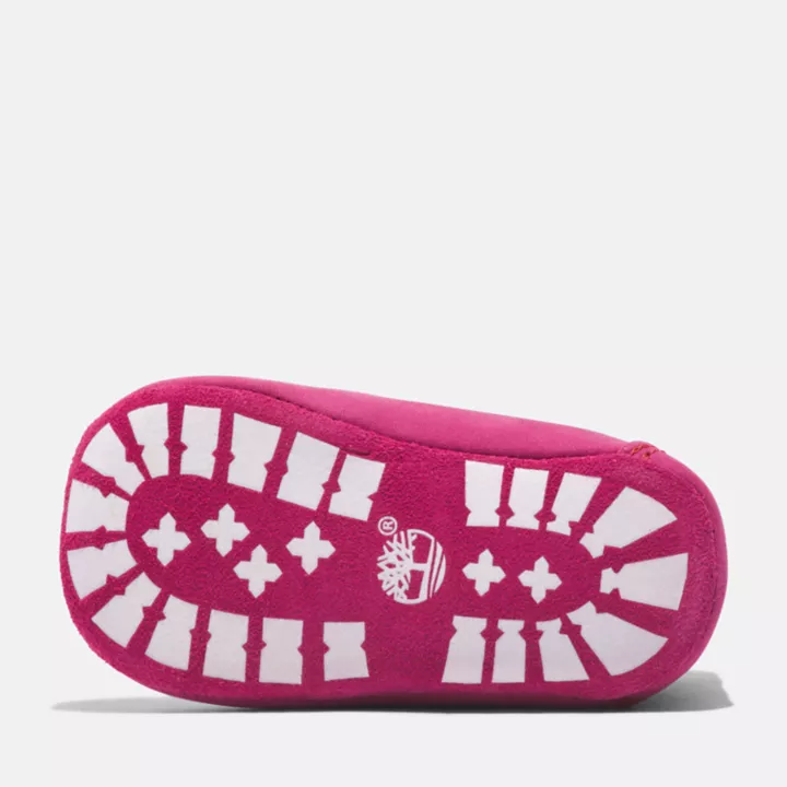 Crib Bootie: Bootie with Hat Set in Dark Pink