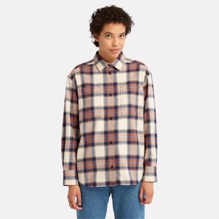 Flannel Overshirt for Women in Brown