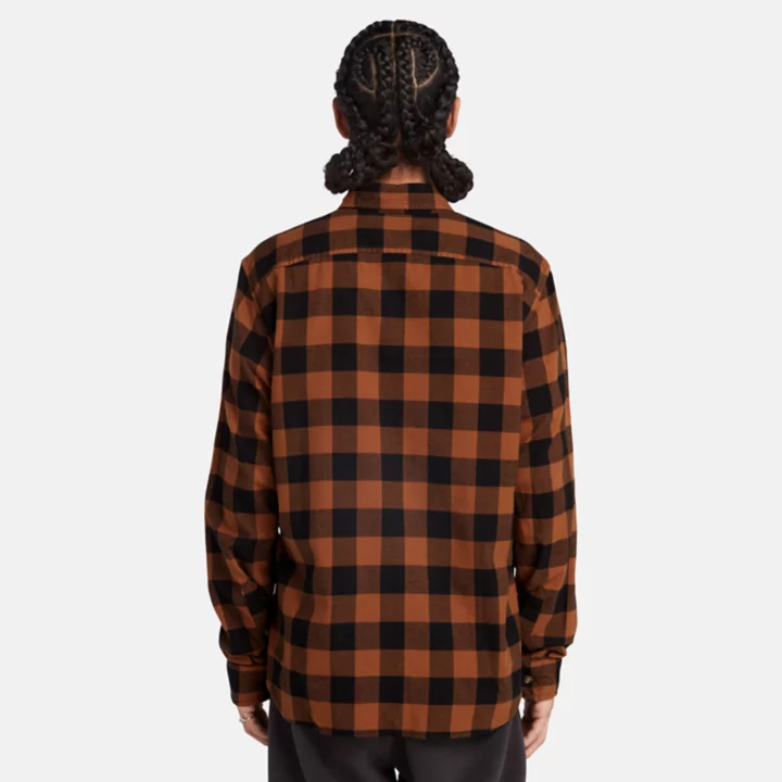 Mascoma River Long-Sleeve Check Shirt for Men in Brown