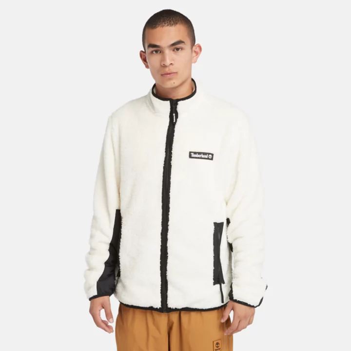 All Gender High Pile Fleece Jacket in White