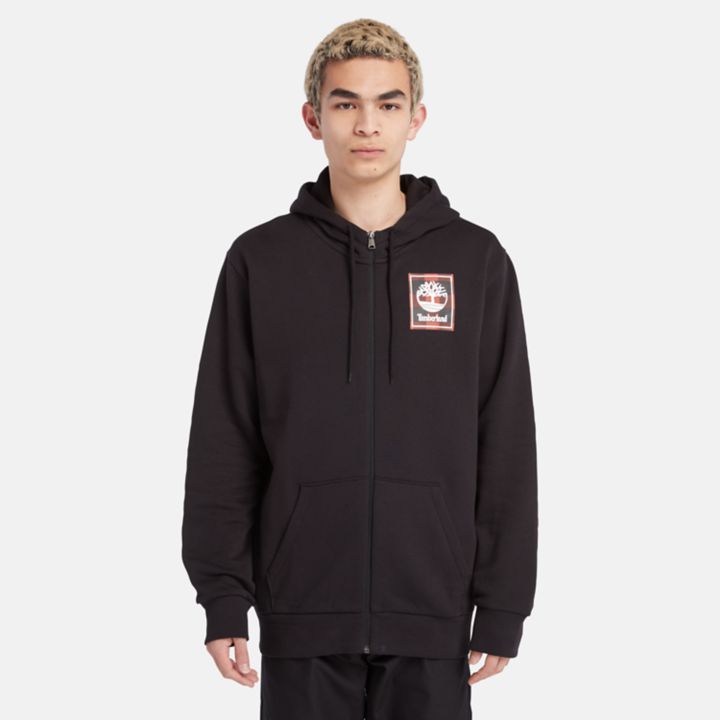 Buffalo Plaid Hoody Sweatshirt for Men in Black