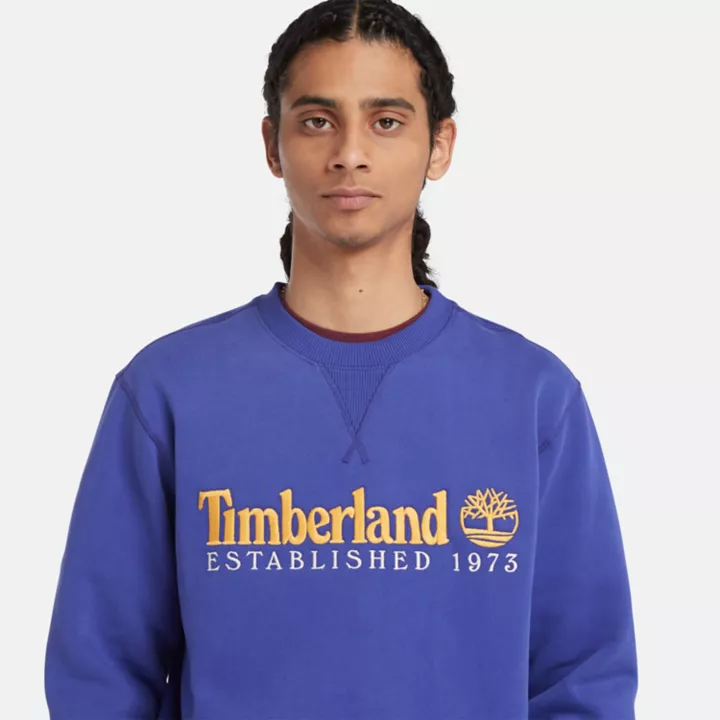 Est. 1973 Logo Crew Sweatshirt for Men in Blue