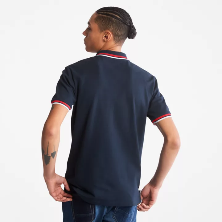 Millers River Tipped Polo Shirt for Men in Navy