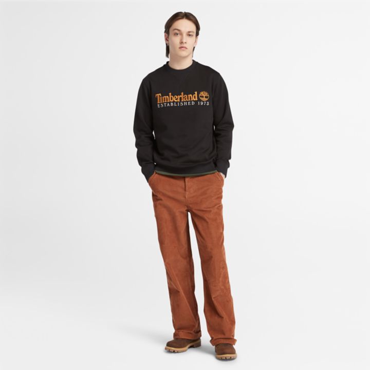 Est. 1973 Logo Crew Sweatshirt for Men in Black