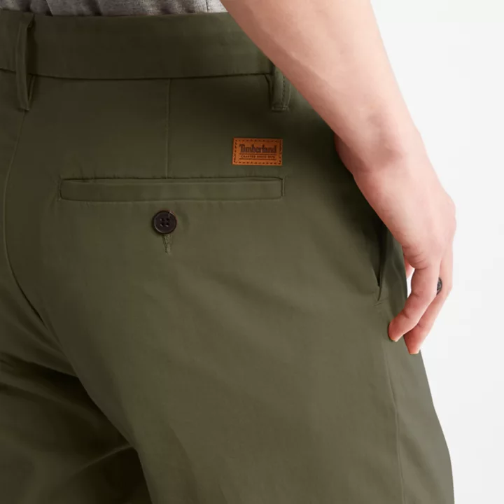 Squam Lake Stretch Chinos for Men in Dark Green