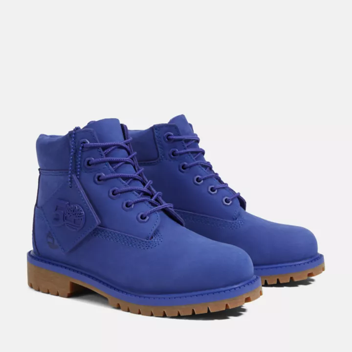 Timberland 50th Edition Premium 6-Inch Waterproof Boot for Youth in Blue