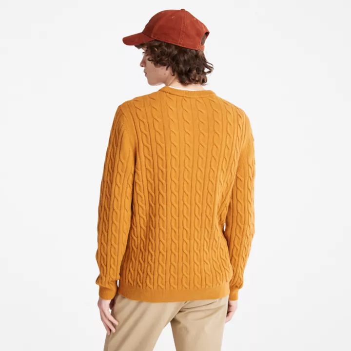 Phillips Brook Cable-knit Crew Jumper for Men in Dark Yellow