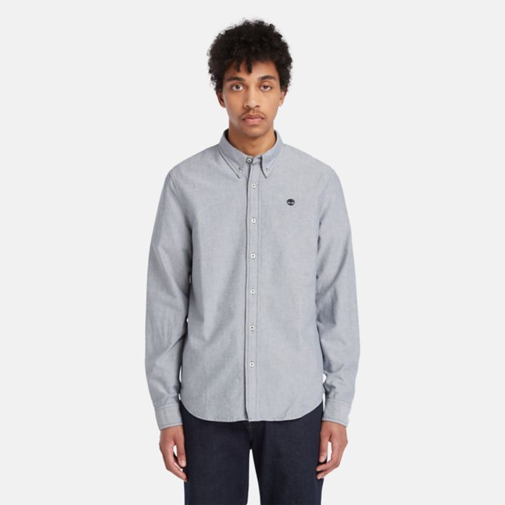 Long Sleeve Oxford Shirt for Men in Grey