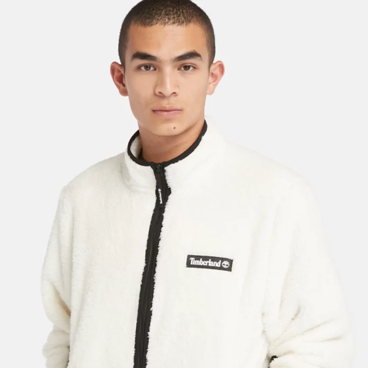 All Gender High Pile Fleece Jacket in White