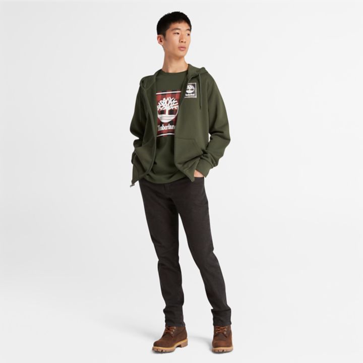 Buffalo Plaid Hoody Sweatshirt for Men in Dark Green
