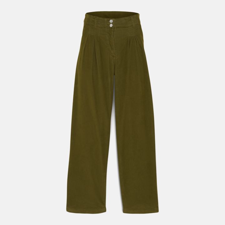 Needle Corduroy Trousers for Women in Green
