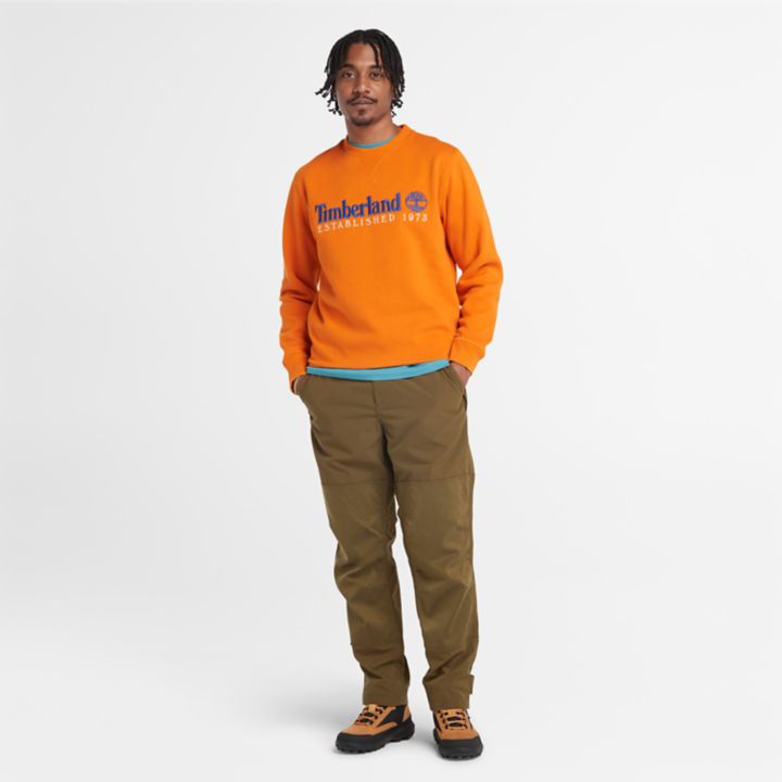 Est. 1973 Logo Crew Sweatshirt for Men in Orange