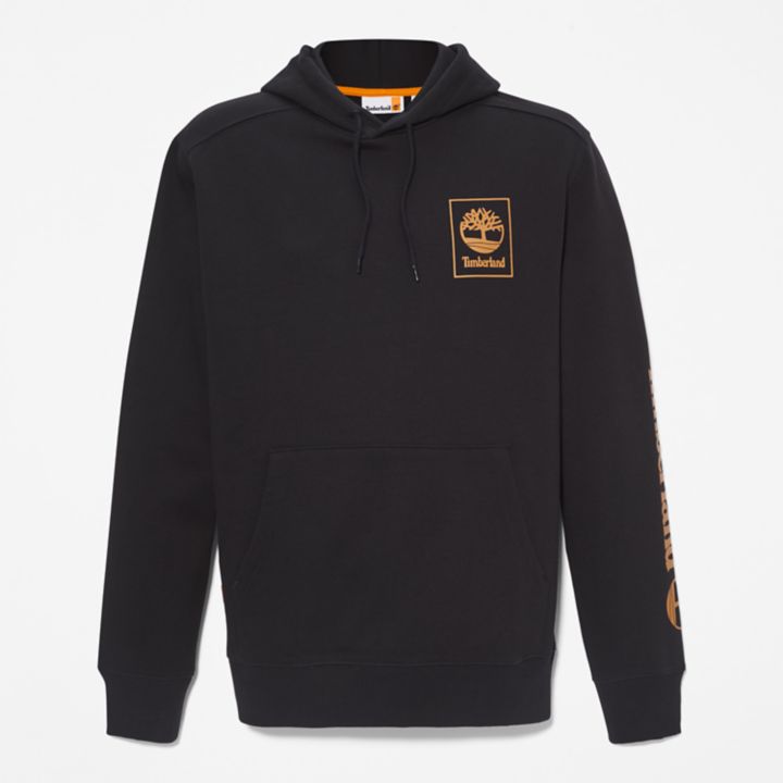 Stacked Logo Hoodie for Men in Black