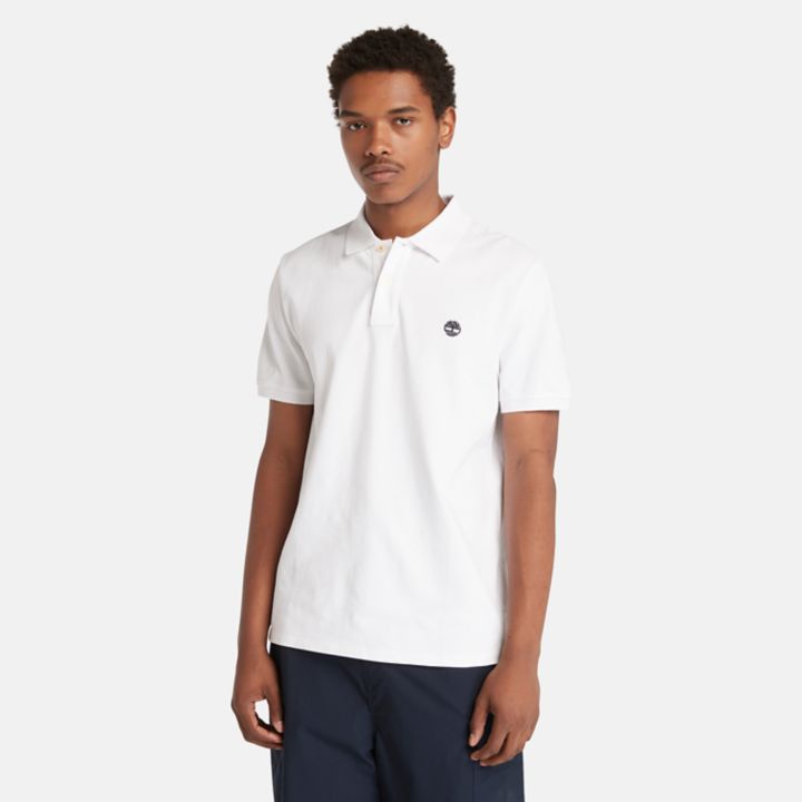 Millers River Pique Polo Shirt for Men in White