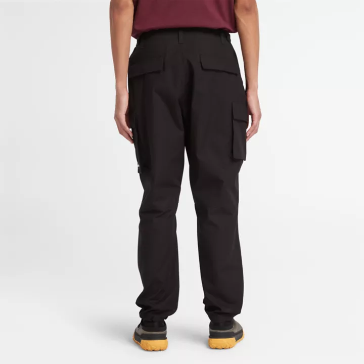 Water Repellent Cargo Trousers for Men in Black